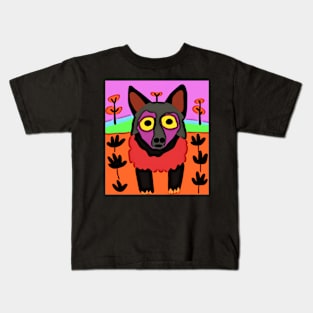 abstract art wolf like dog Kids T-Shirt